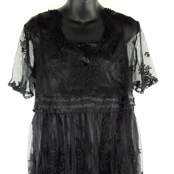 Vintage Elegant Black Beaded Lace Formal Evening Top - Picture 1 of 14